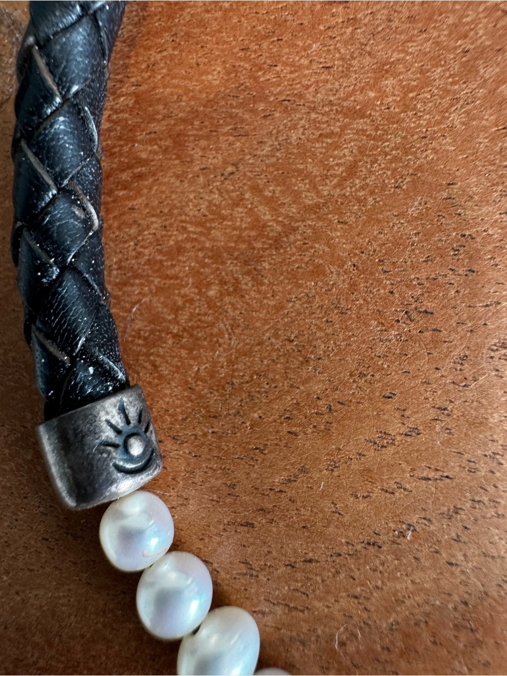 Silpada Black Braided Leather Necklace with White Pearls - Picture 3 of 8